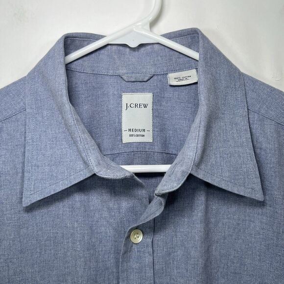 J Crew Button Up Shirt Mens Size Medium Light Blue Long Sleeve Oxford Pocket - Picture 8 of 14